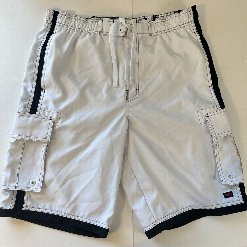 Preowned Hawk White Mens Boarshorts Swim Trunks Size Medium